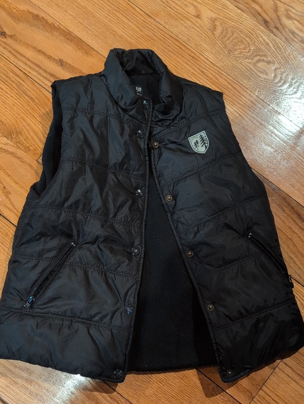 American Eagle Navy Quilted Puffer Vest with Crest Patch